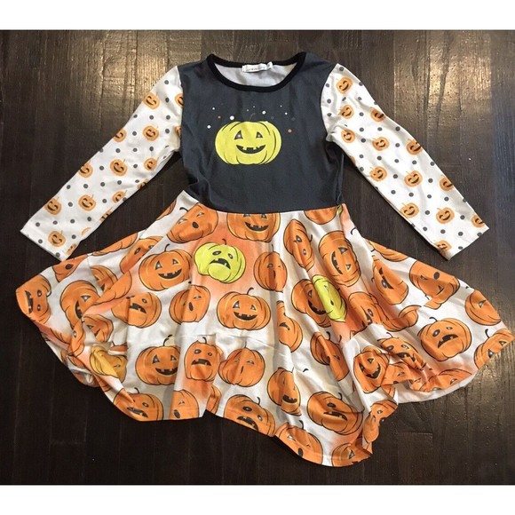SUNSHINE SWING Girls Size 6 DRESS Pumpkin Jack-o-lantern THEMED HALLOWEEN Spooky - Picture 1 of 3